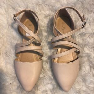 Nude Strappy Flats